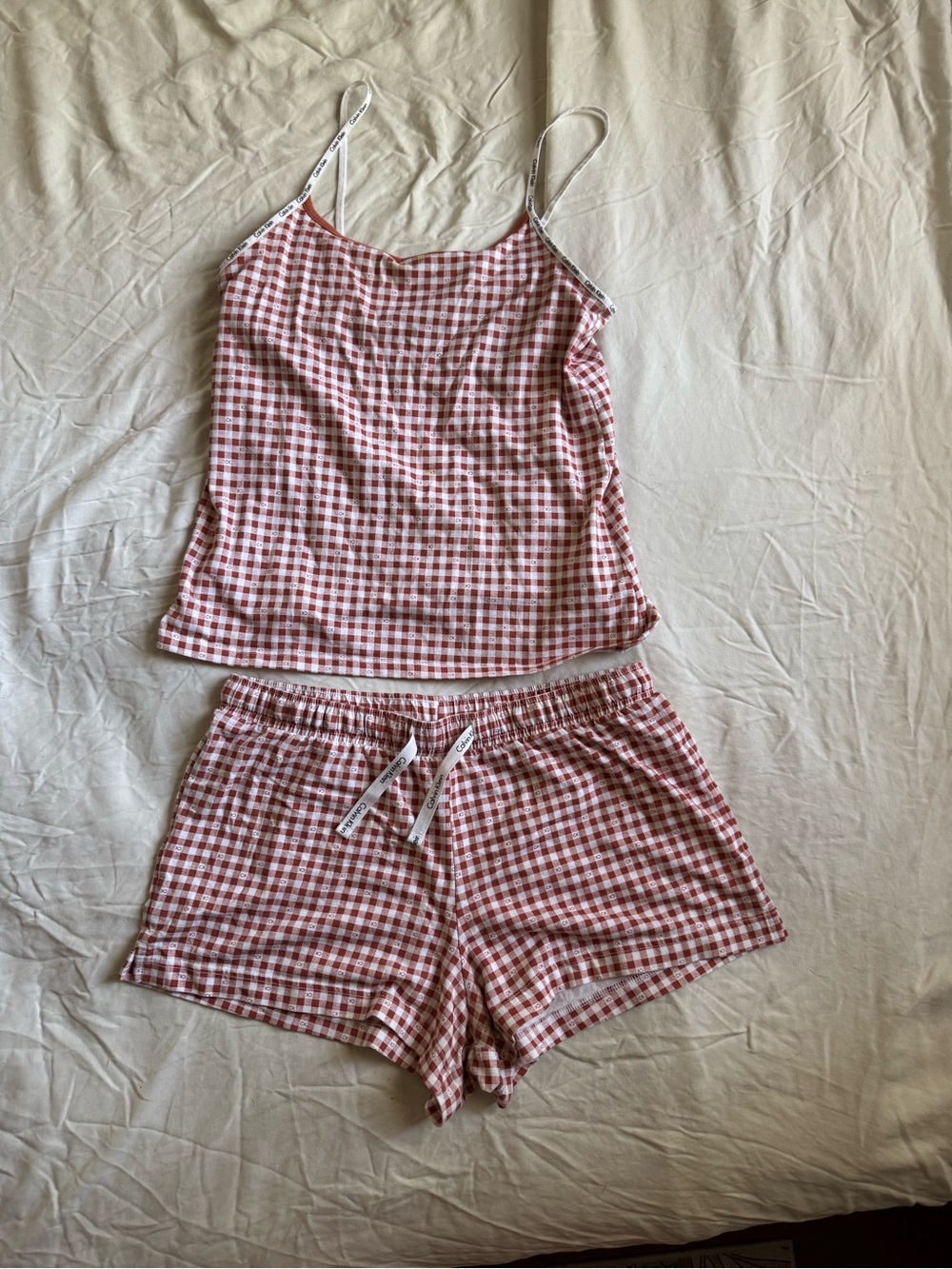 Calvin Klein Red Gingham Cami & Shorts Pajama Set